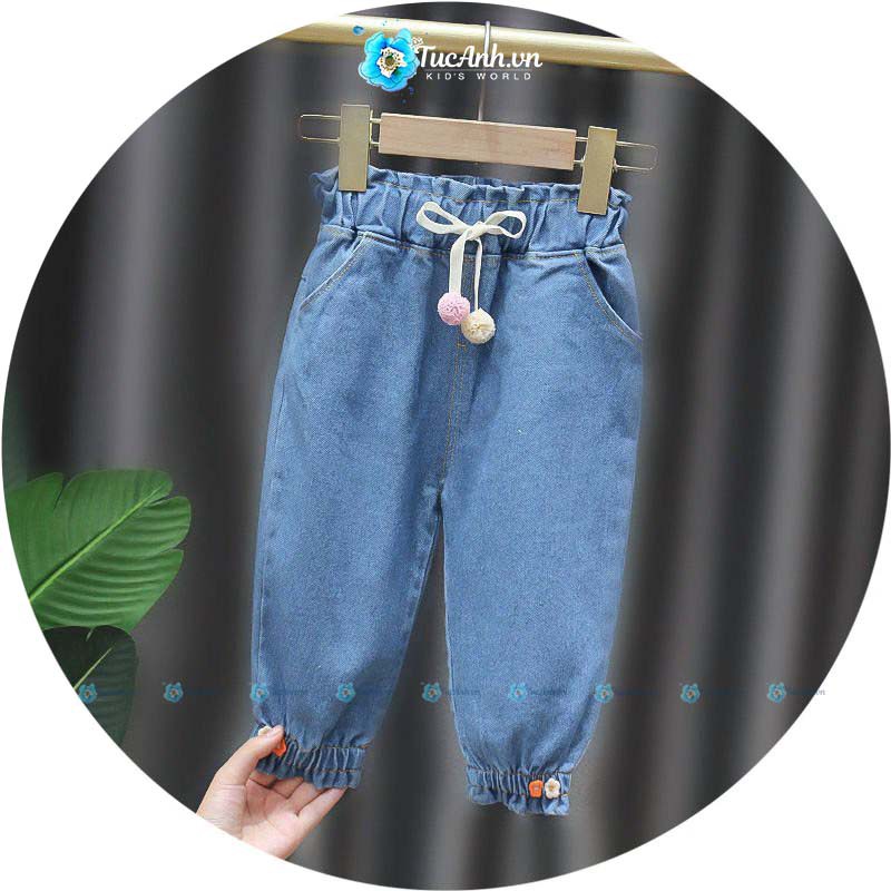 Quần Dài Cho Bé Gái Size 11-18KG, Quần Jeans Alibaba Hình Hoa- TucAnh