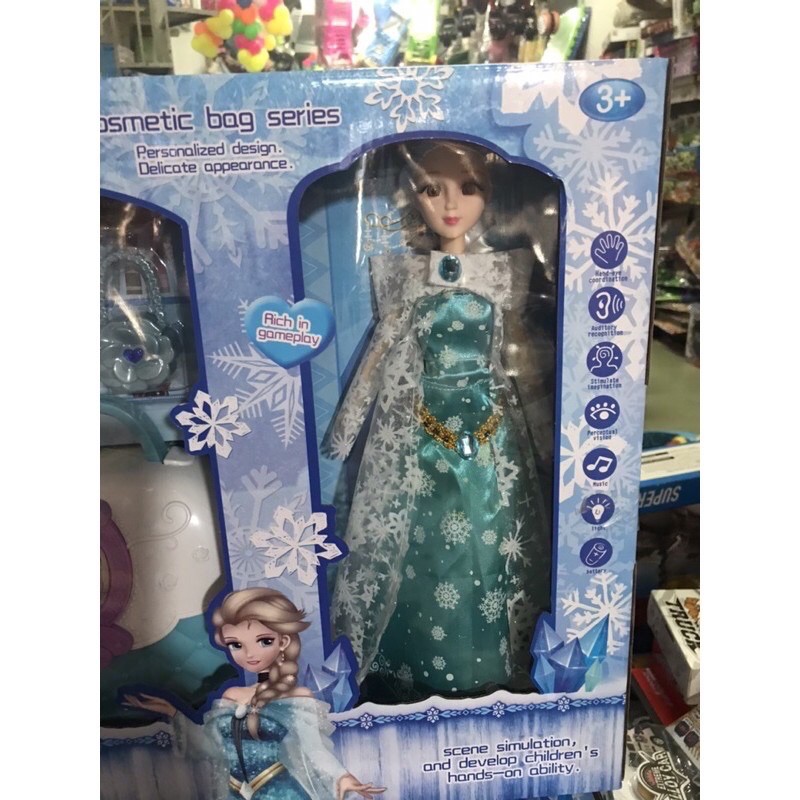Búp bê Elsa nữ hoàng băng giá kèm phụ kiện nhạc đèn