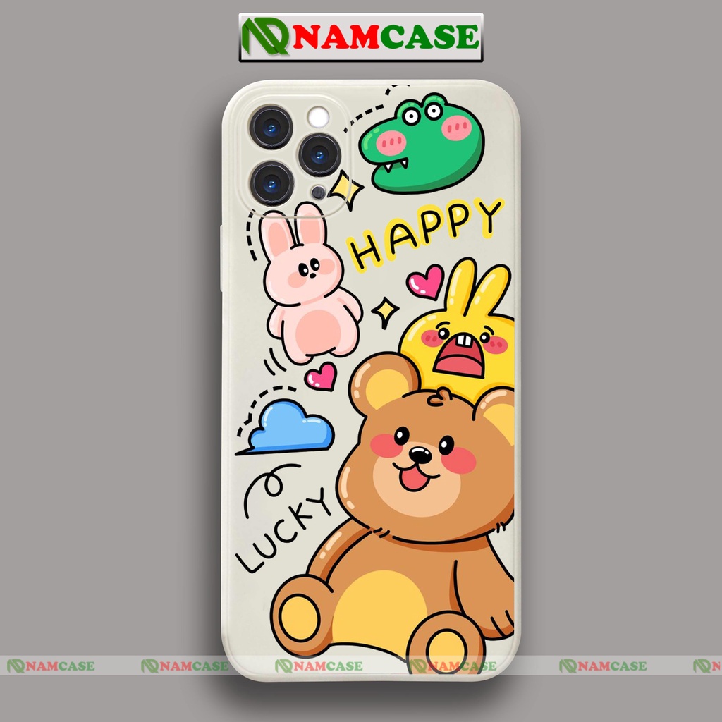 Ốp lưng điện thoại iPhone cặp đôi gấu cute cạnh viền vuông silicon dẻo ip 6/6s/7/8/X/XS/XR/11/12/13/14 Pro Plus Max