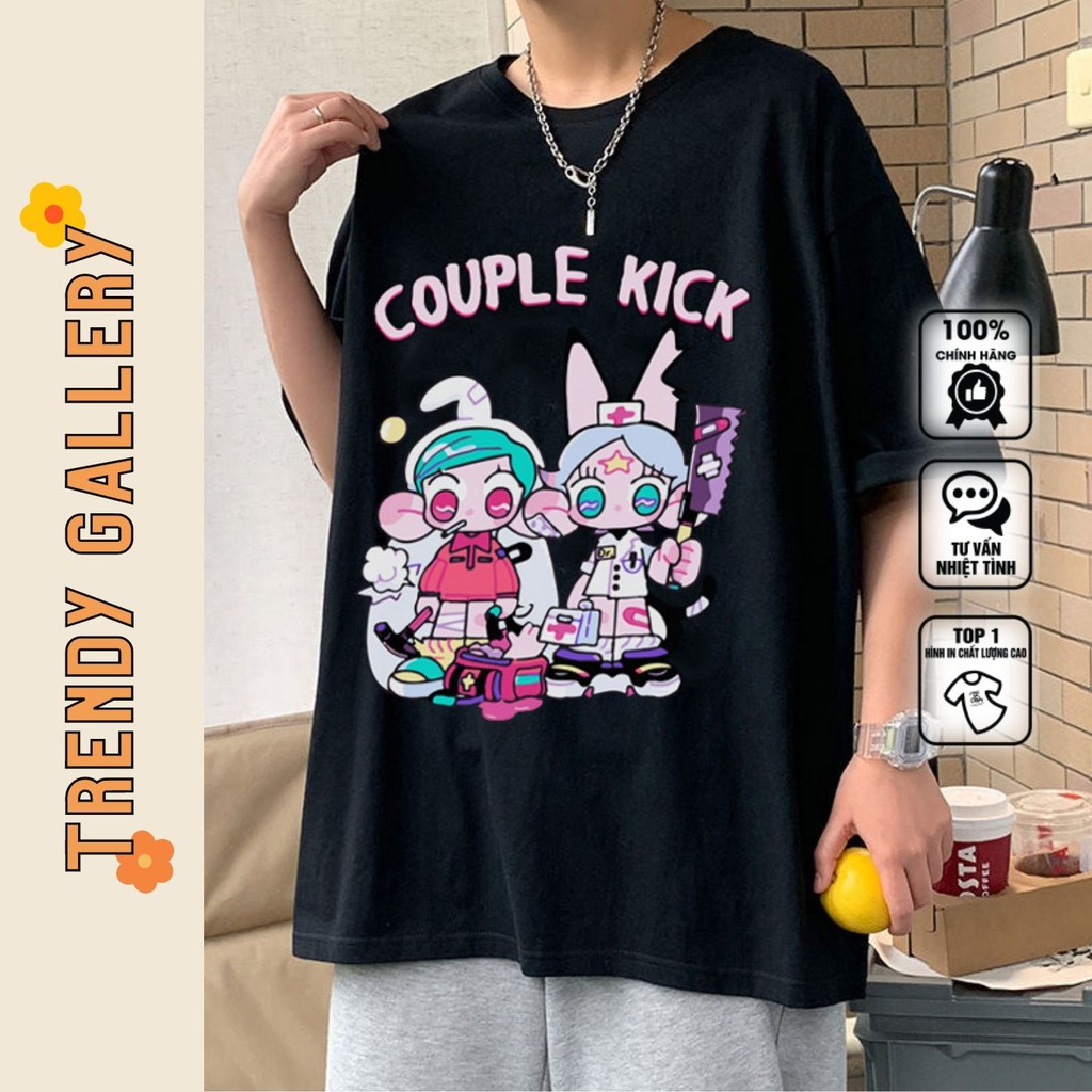 Áo Phông Nữ  Đôi Tay Lỡ Form Rộng "couple Kick" Trendy Gallery, Áo Thun Unisex Nam Nữ Cặp Đôi Tv5004
