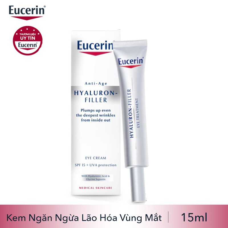 EUCERIN HYALURON FILLER EYE TREATMENT 15ML - Kem dưỡng giảm nhăn & ngăn ngừa lão hóa vùng mắt