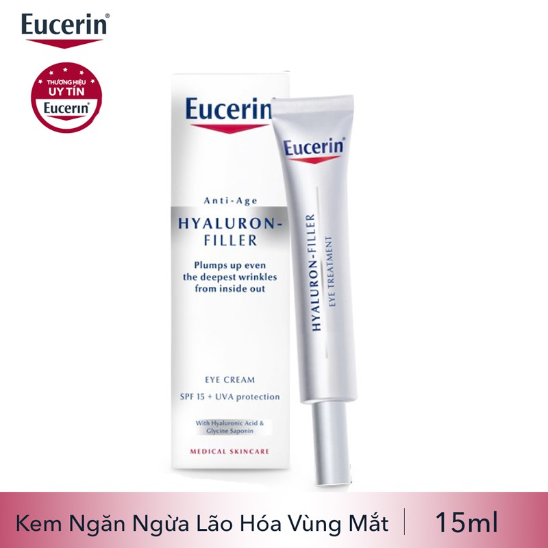 [CHÍNH HÃNG] Kem Mắt EUCERIN Hyaluron Filler Eye Treatment SPF15 - Ngừa Lão Hóa Vùng Mắt 15ml