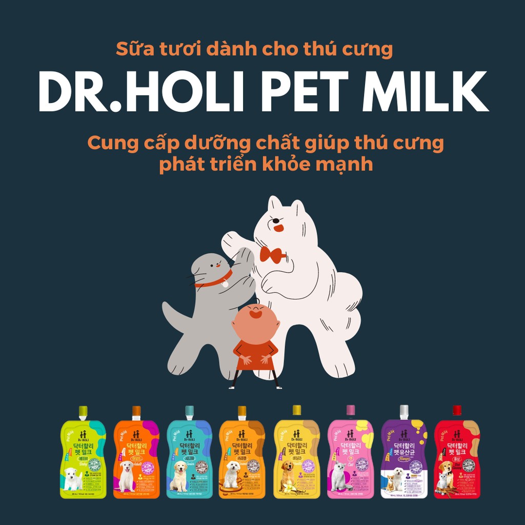 Sữa tươi chó mèo Dr Holic 200ml dinh dưỡng Hàn Quốc, dễ tiêu hoá cho chó mèo lớn con nhỏ Con Mèo Xiêm