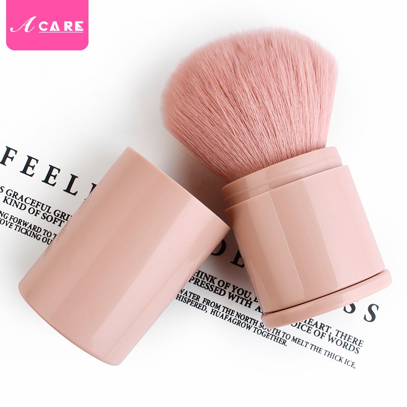 Retractable Kabuki Makeup Brush, Travel Face Blush Brush, Portable Powder Brush with Cover for Blush