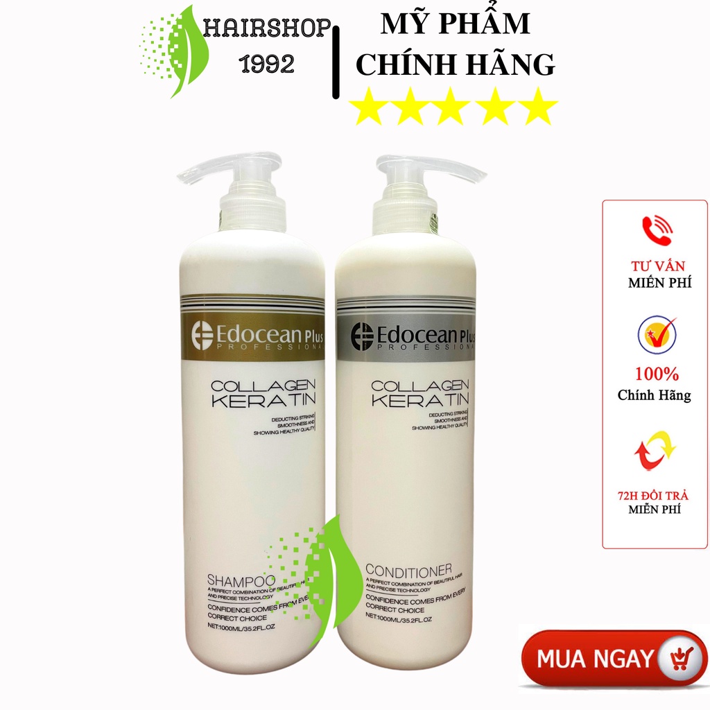 Dầu gội keratin colagen EDUCEAN kiềm dầu phục hồi chống rụng tóc siêu mượt , combo dầu gôi dầu xả 500ml * 2