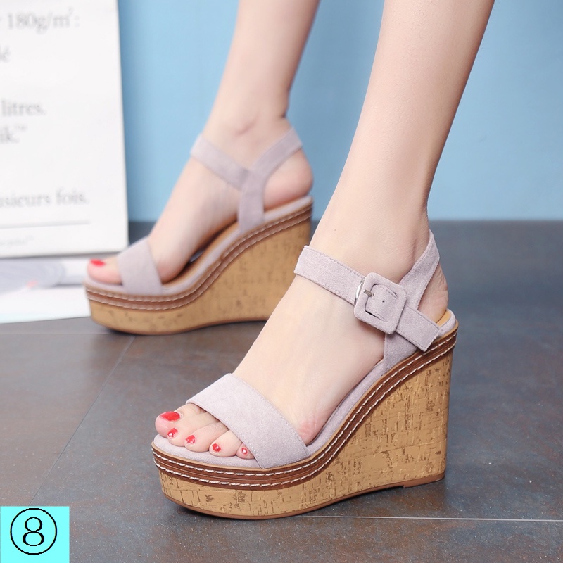 Giày sandal đế xuồng chống nước size nhỏ thời trang mùa hè phong cách Âu Mỹ 2022 cho nữ