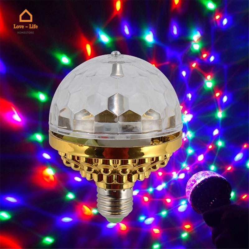 Bóng đèn LED sân khấu 6W RGB E27 hình quả cầu pha lê xoay được