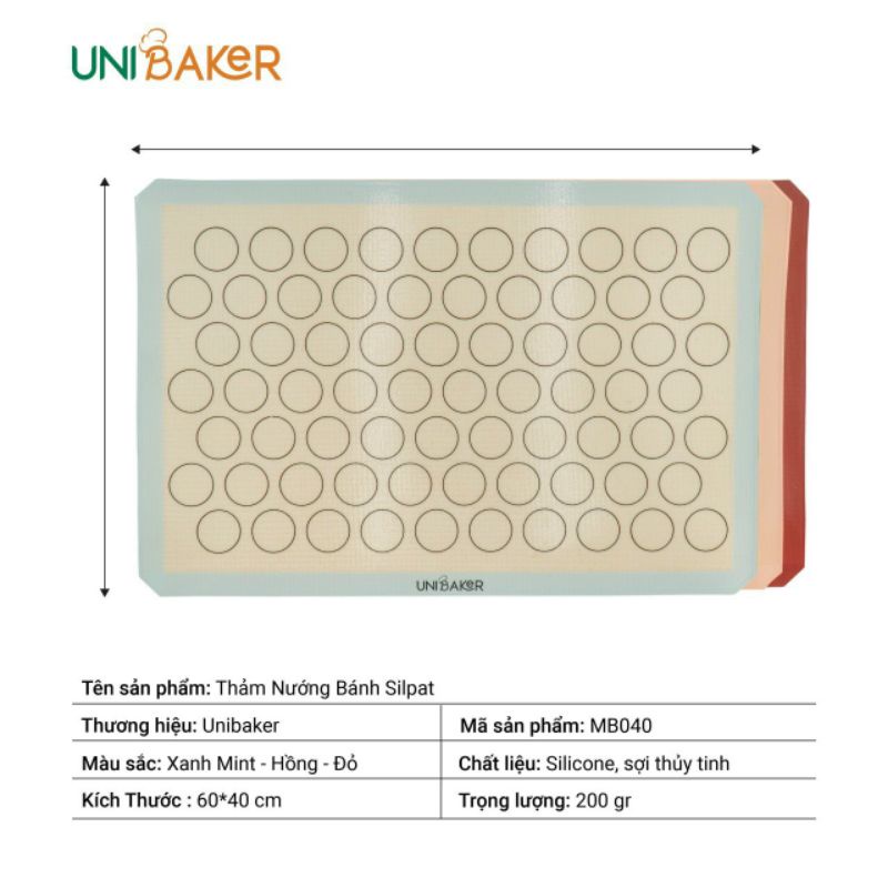 Tấm nướng chịu nhiệt Silpat 40×60 cm Unibaker