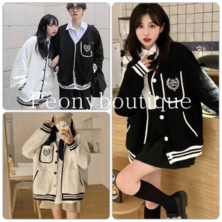  Áo Khoác Cardigan TSD PEONYB Unisex  FREESHIP  🌸 Sweater nỉ mỏng kẻ viền tay bồng màu TRẮNG | ĐEN cá tính Ulzzang 🌸 