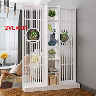 Vách Ngăn Bình Phong Họa Tiết Hiện Đại ( 2 Vách 1 Kệ) 2VLK-01 - Nội thất lắp ráp Viendong Adv