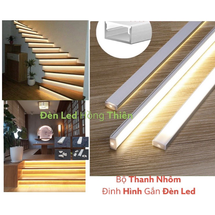 Bộ Thanh Nhôm Định Hình Dùng Cho Led Thanh, Led Dán Dài 1 Mét