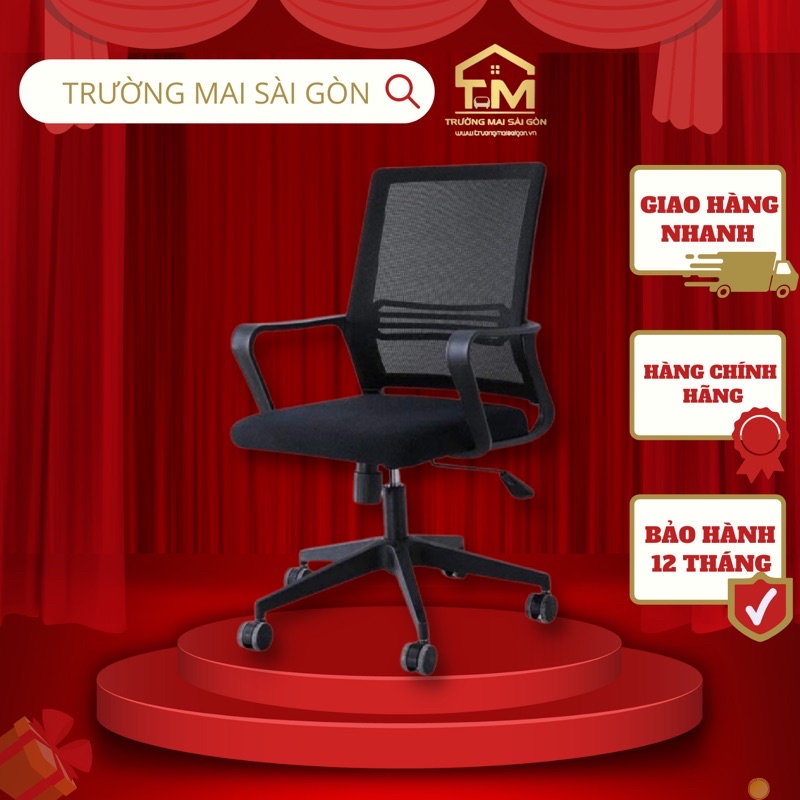 ghế xoay tựa lưới làm việc văn phòng thư giãn hiện đại có chế độ gật gù kết hợp xoay 360 độ thoải mái Trường Mai Sài Gòn