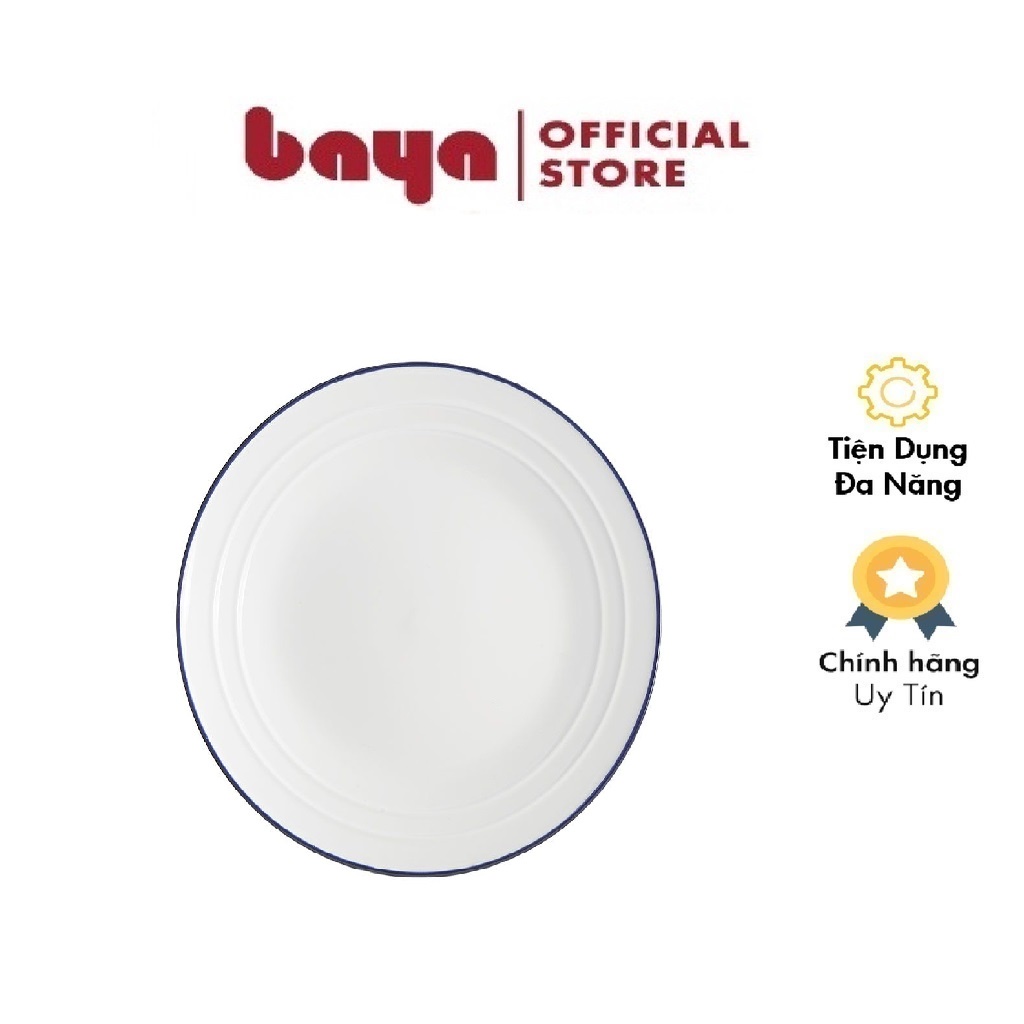 Đĩa Sứ Sâu Lòng BAYA REGATTA Có 2 Kích Cỡ Nhỏ Và Cỡ Lớn Tráng Men Bền Đẹp Viền Xanh Bóng Cao Cấp Phong Cách Hiện Đại