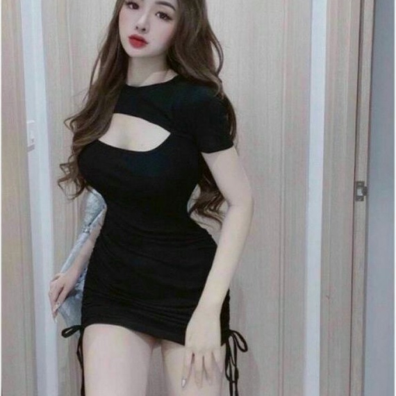 Đầm body cổ khoét Dự Tiệc rút dây 2 bên ( GÂN SỌC P_C)