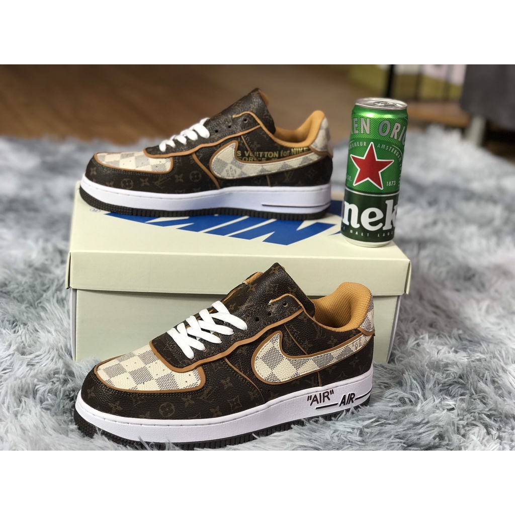 Giày AF1 Like Louis Vuitton Nâu Gold - Giày Sneaker Thể Thao Thời Trang Nam Nữ
