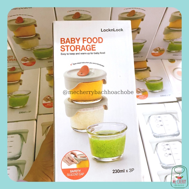 Hộp thủy tinh  LOCKnLOCK có chia vạch cho bé 230ml đựng đồ ăn dặm