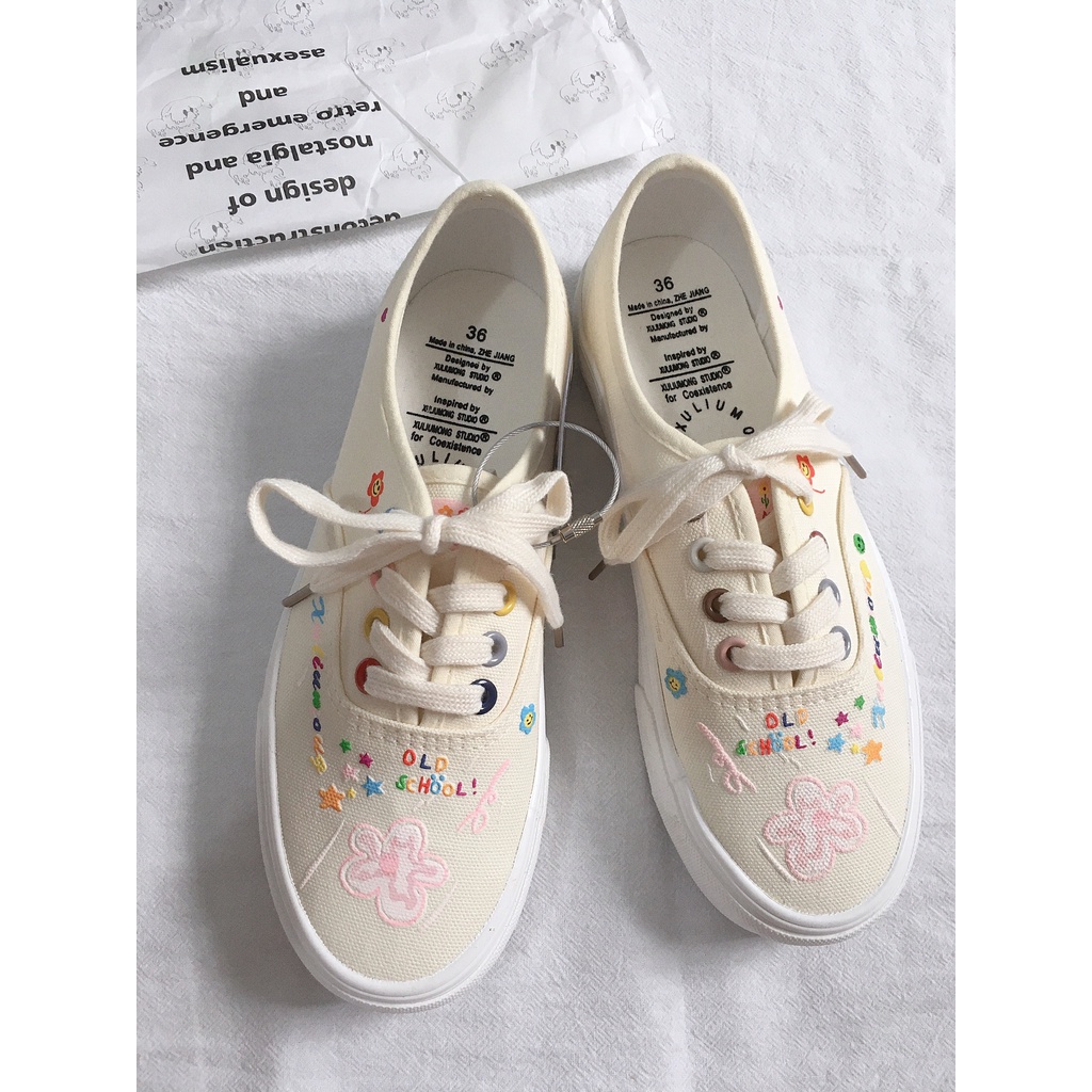 SẴN Giày thể thao nữ ulzzang hoạ tiết in nổi 3d  phong cách vintage