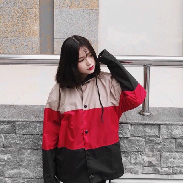 Áo khoác bomber dù phối 3 sọc