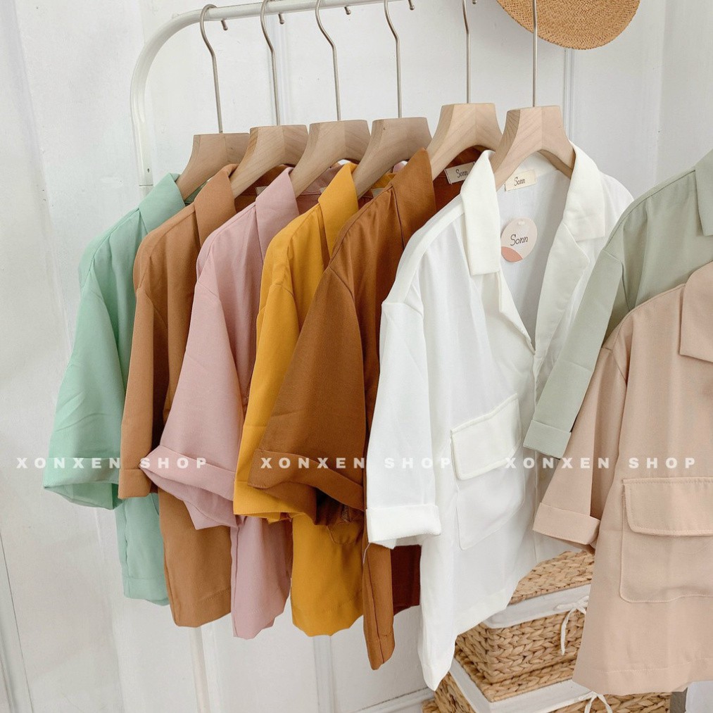ÁO SƠ MI NỮ XONXEN SHOP, áo sơ mi cổ vest túi trước, freesize, mã 43