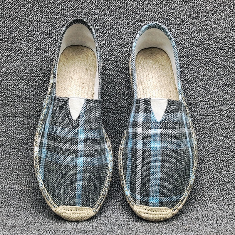 Giày cói đế cói phối vải lanh thủ công thời trang mùa hè