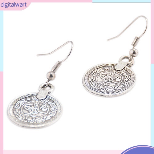 Cặp khuyên tai thiết kế mặt đồng xu cổ điển cá tính sang trọng dành cho nữ