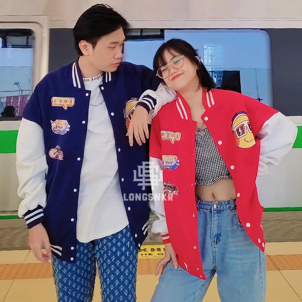 _ Áo khoác Varsity Coming Home họa tiết Longsnkr chất nỉ giữ nhiệt và thoáng - Bomber /Vars