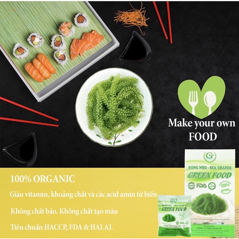 [Giá Tốt] Rong Nho Tách Nước Green Food Gói Lẻ 20g Nở Ra 100g Tươi, Hàng Chính Hãng | BigBuy360 - bigbuy360.vn