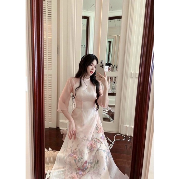 Áo dài cách tân kết hoa organza 4 tà ⚡️Hàng Cao Cấp⚡️ thần thái quý cô  – Tây Phương