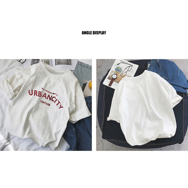 Áo thun ZHELIHANGFEI tay ngắn dáng rộng in chữ phong cách retro cá tính