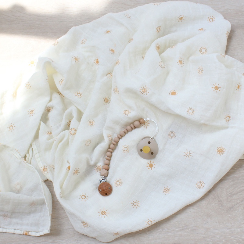 Chăn Quấn Em Bé Bằng Cotton Hữu Cơ In Họa Tiết Hoa Lá Phong Cách Hồi Giáo