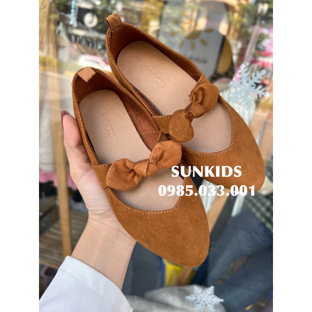 Giày bệt da lộn phối chun nơ (Hàng xuất khẩu)