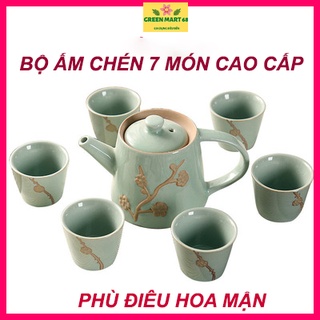 Bộ ấm chén 7 món gốm sứ kungfu cao cấp