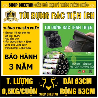 Túi đựng rác tiện ích KT: 53cm x 63cm x 0,5kg – Túi đựng rác an toàn HDPE – Màu đen – Túi dày và sạch không mùi