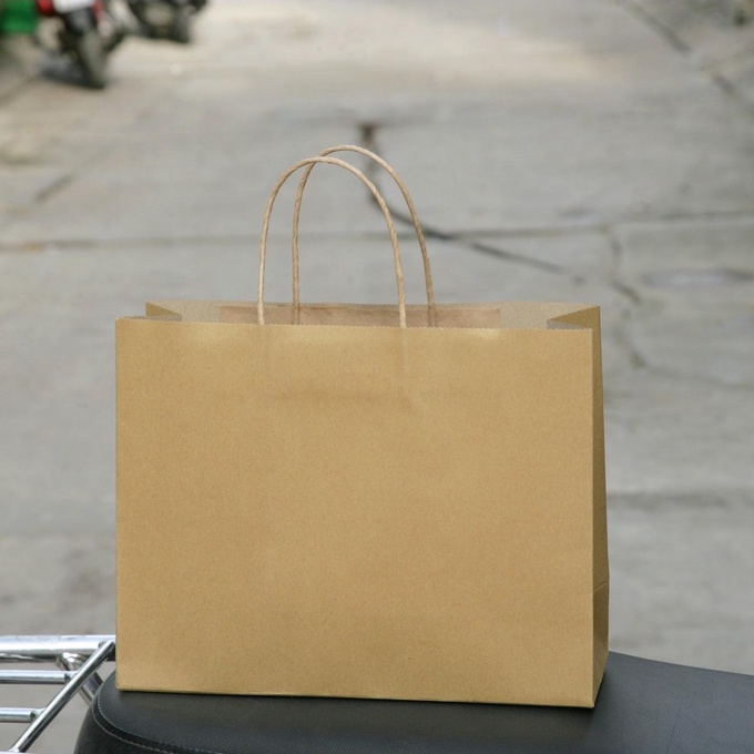 25 cái - Túi kraft ngang đựng quà tặng thời trang quần áo túi xách thực phẩm = Mẫu số 43 - - Kraft paper bag size M