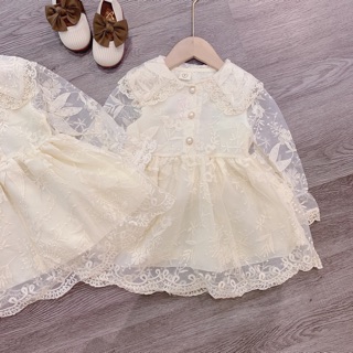 SỈ VÁY CỔ SEN PHỐI TAY REN CHO BÉ