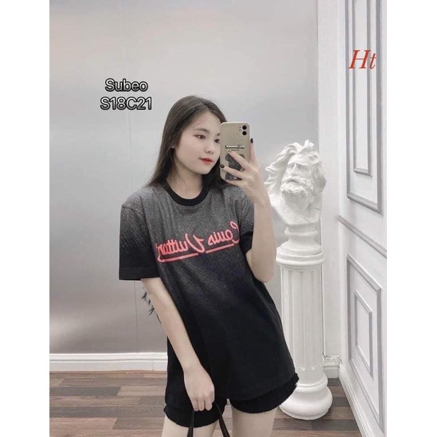 Áo loang chữ đỏ nhạt đậm HT12