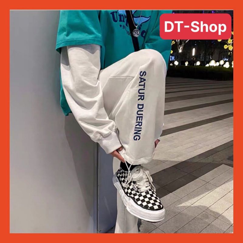 Quần ống xuông rộng nam nữ statur có dây rút gấu mặc 2 kiểu