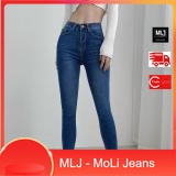 Quần jeans dài lưng cao, co dãn mạnh, xanh wat đơn giản dành cho BigSize 4256 MLJ