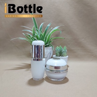 Chai lọ sang chiết mỹ phẩm -Bộ chai hủ trắng viền bạc cao cấp 30ml