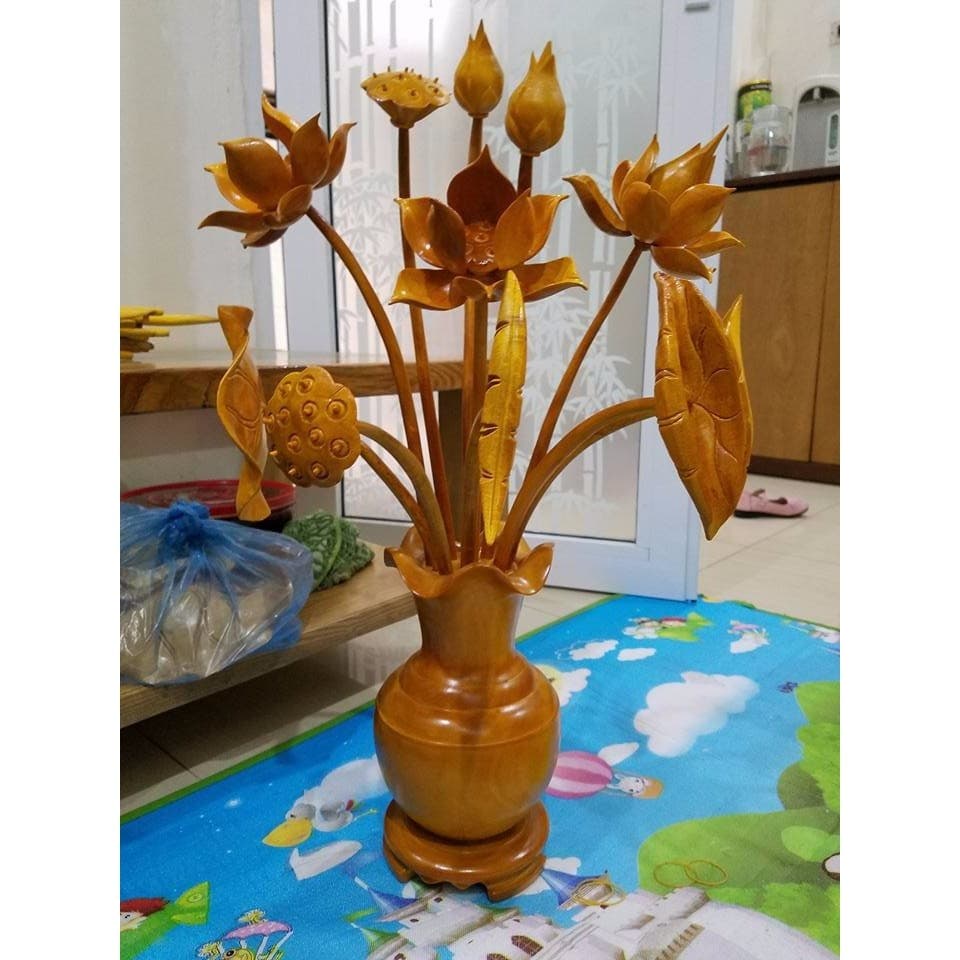 Hoa sen gỗ mít cao 87 cm