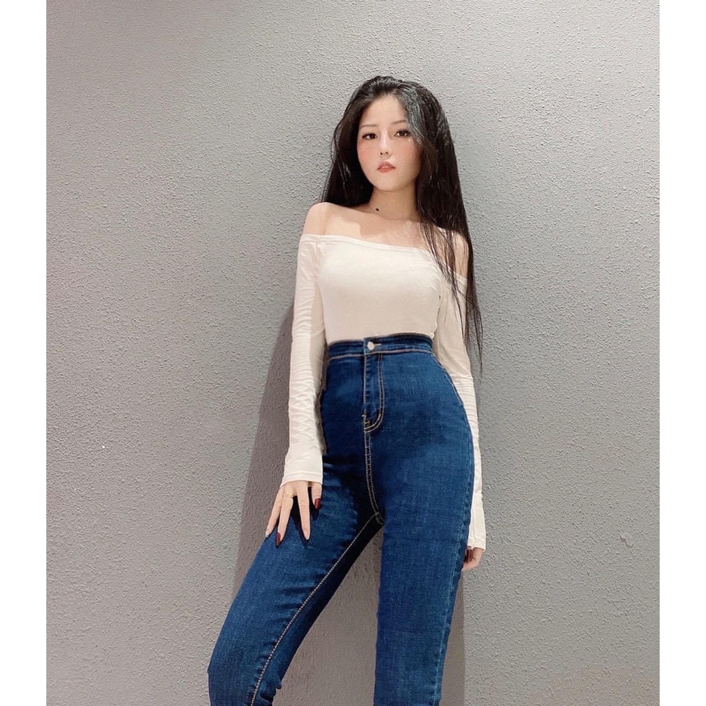 Quần jean nữ lưng cao ĐAI TRƠN mẫu mới nhất - không có túi trước, jean giãn xịn a1-136