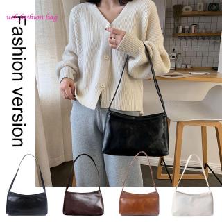Bag♡Simple Solid Color Women Shoulder Bag Leather Totes Retro Travel Handbag