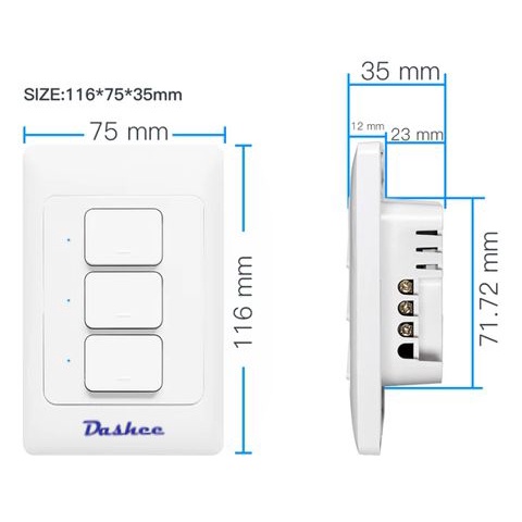 Công tắc thông minh, dạng cơ, 3 gang, smarthome, zigbee 3.0, nhà thông minh, công tắc đèn