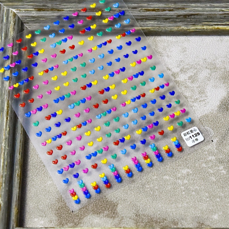 1 Gói Miếng Dán Hình Trái Tim Dập Nổi 3D Dễ Thương Trang Trí Móng Tay Nghệ Thuật