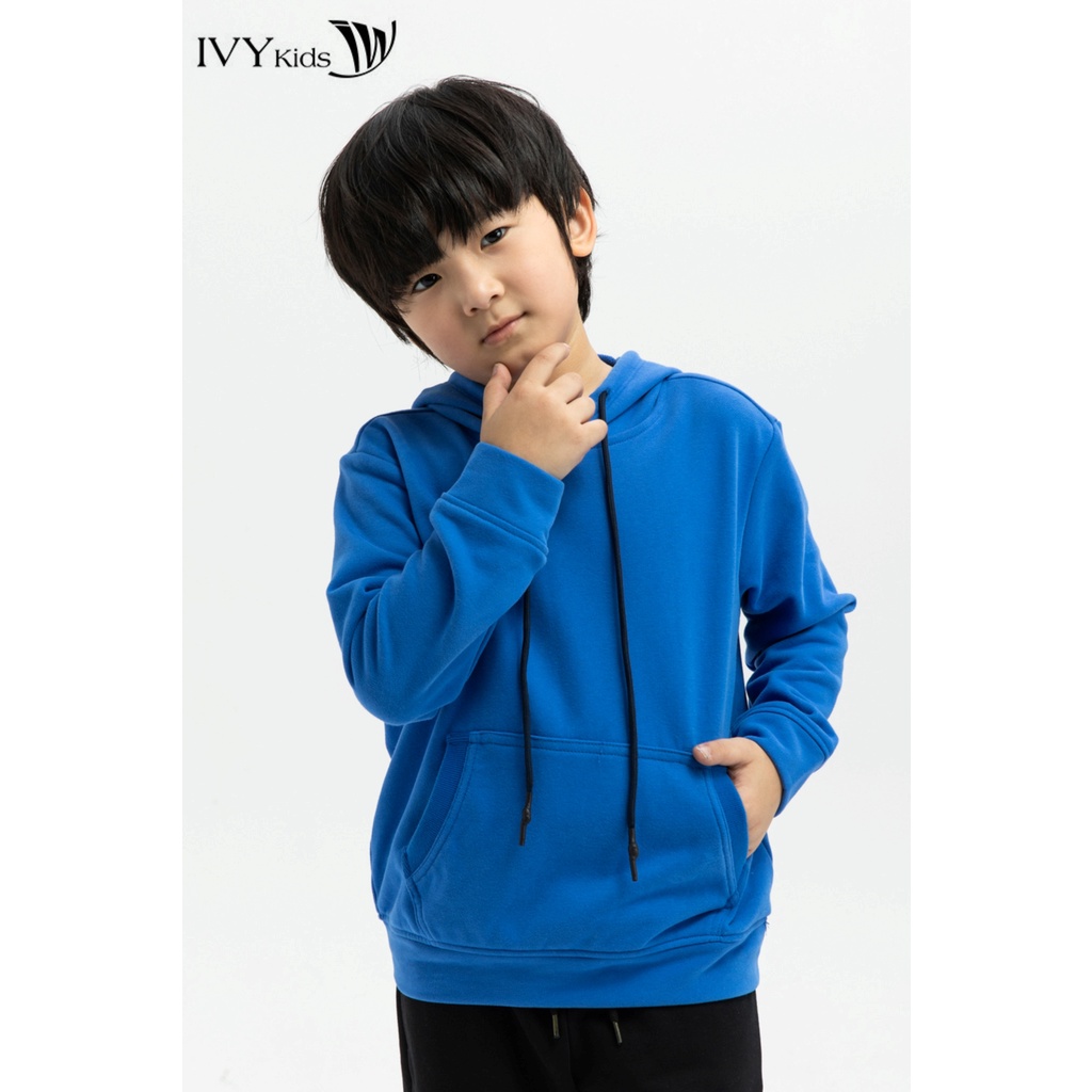 Áo hoodie trơn bé trai IVY moda MS 59K1185