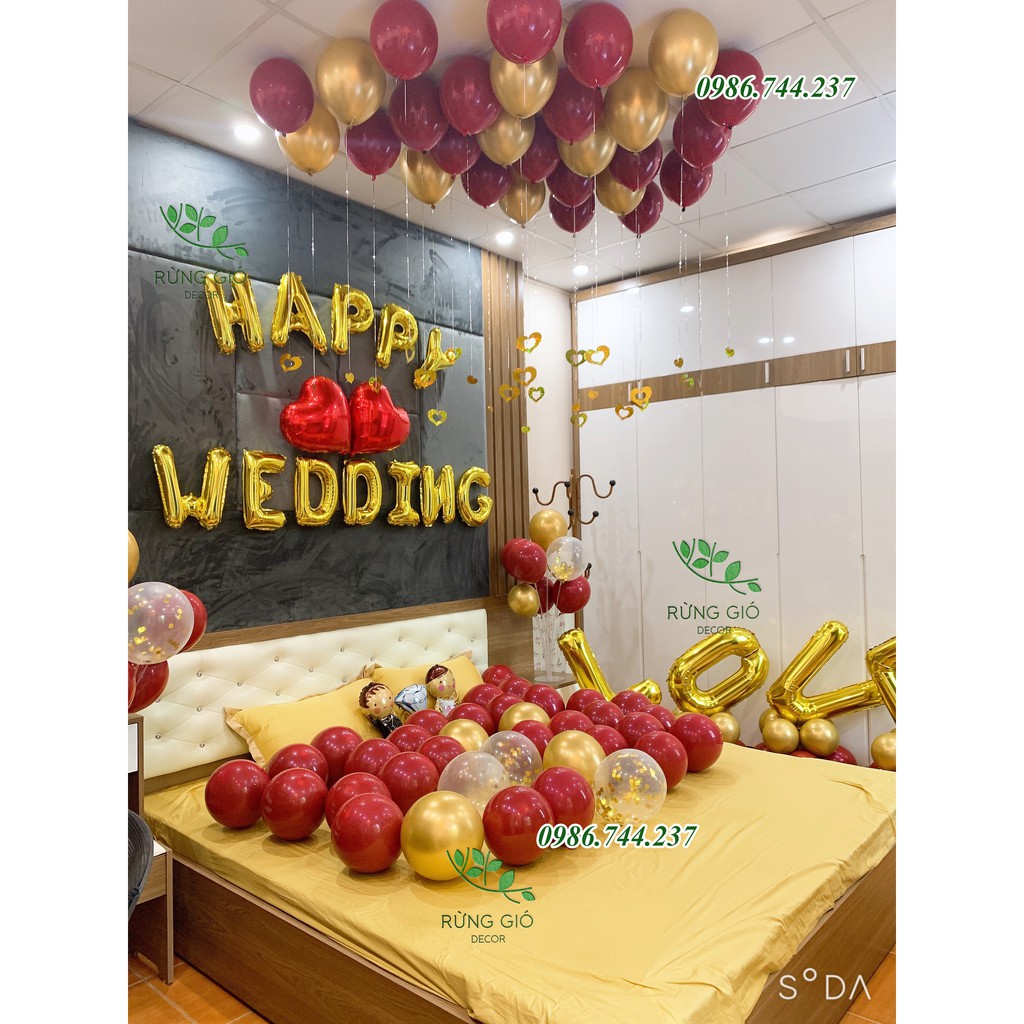 Set Bóng Trang Trí Phòng Cưới Happy Wedding MÃ DC14