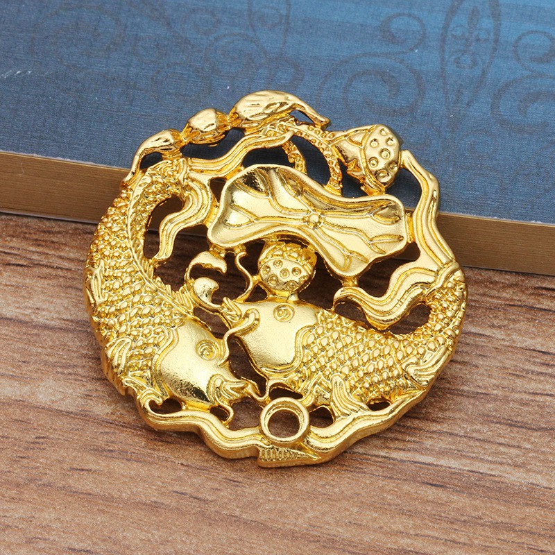 [1][Nguyên liệu làm trâm] 1 phiến đúc họa tiết hoa sen cá chép 36mm, rồng 34.5mm