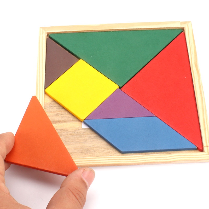 Bộ đồ chơi xếp hình 7 mảnh bằng gỗ nhiều màu sắc giáo dục sớm cho bé