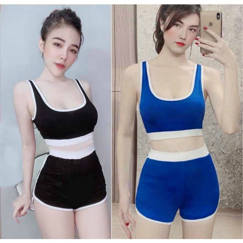 🧘Set đồ thể thao nữ Áo Bra - Quần Short,Bộ đùi viền Tập Gym, yoga Chất thun lạnh,Co Giãn 4 Chiều Thoải Mái Vận Động