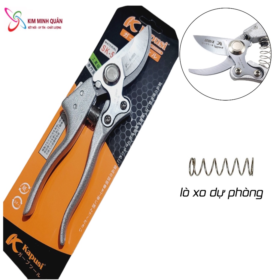 Kéo Cắt Cành , Tỉa Nhánh Thép SK5 JAPAN 210mm Tặng Thêm Lo Xo KAPUSI